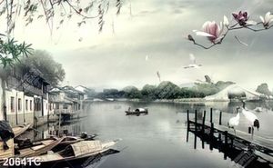 Tranh phố cổ trên sông