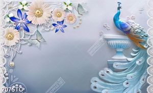 Tranh 3D lụa chim công chất lượng cao