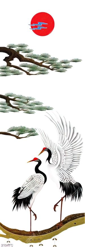 Tranh cây tùng chim Hạc khổ dọc