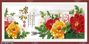 Tranh hoa mẫu đơn thư pháp đẹp
