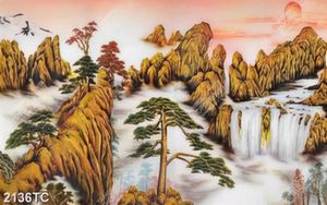 Tranh sơn dầu phong cảnh thác nước đẹp