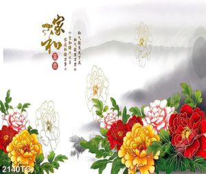 Tranh hoa mẫu đơn dán tường đẹp