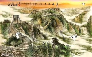 Tranh sơn dầu vạn lý trường thành và chim Hạc