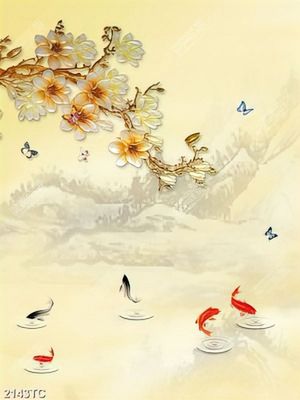Tranh tài lộc hoa mộc lan và cá chép