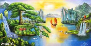 Tranh sơn dầu thác nước phong thủy