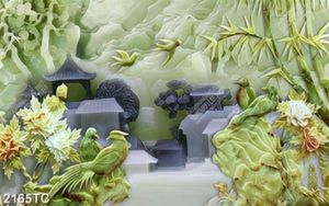 Tranh giả ngọc chim công và đôi uyên ương
