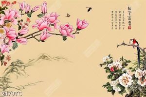 Tranh hoa mộc lan và hoa mẫu đơn