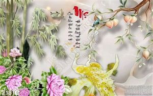 Tranh chim công màu vàng và quả  đầu 3d