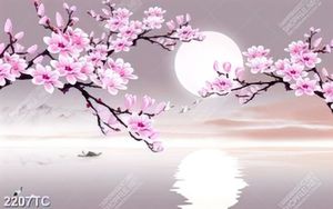 Tranh hoa đào và ánh trăng