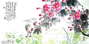 Tranh hoa mẫu đơn màu nước đẹp