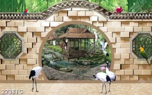 Tranh 3D chim Hạc in dán tường đẹp