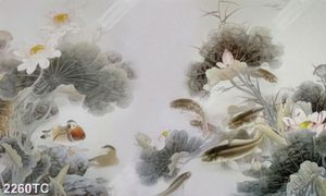 Tranh cá chép và hoa Sen in canvas đẹp