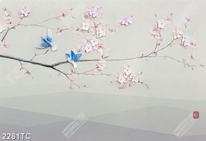 Tranh 3d cây đào in dán tường đẹp
