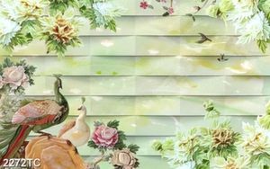 Tranh chim công giả ngọc nền 3D