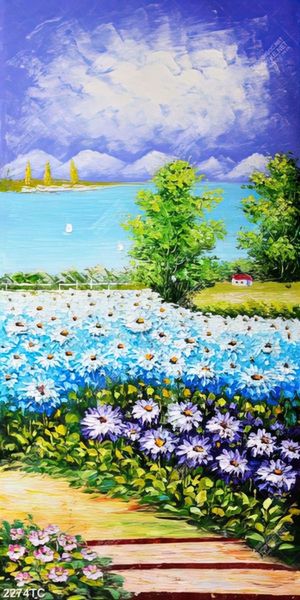Tranh sơn dầu cánh đồng hoa Châu Âu