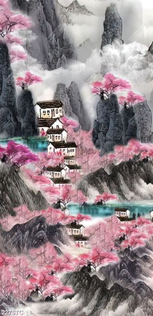 Tranh sơn dầu cảnh hoa đào
