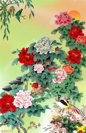 Tranh sơn dầu hoa mẫu đơn