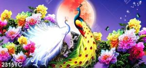 Tranh chim công và hoa mẫu đơn