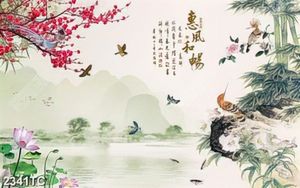 Tranh hoa đào và cảnh sơn thủy