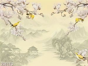 Tranh hoa mộc lan nền phong thủy