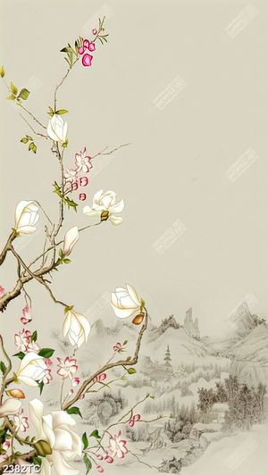 Tranh hoa mộc lan dán tường đẹp