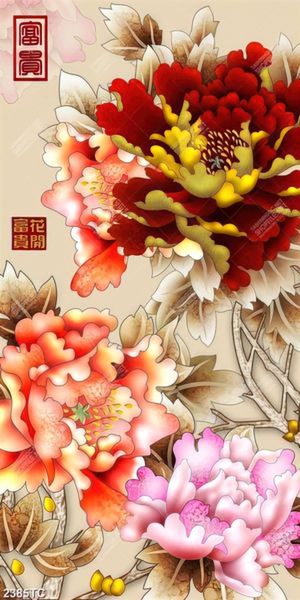 Tranh tài lộc hoa mẫu đơn