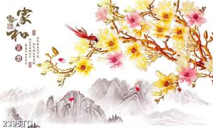 Tranh hoa mộc lan và chim
