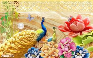 Tranh đôi chim công và hoa mẫu đơn