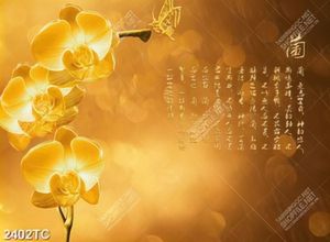Tranh tài lộc thư pháp hoa lan