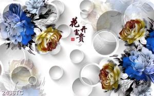 Tranh 3D hoa mẫu đơn dán tường đẹp