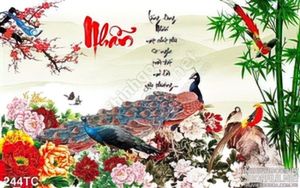 Tranh chim công nhẫn trong cuộc sống in uv psd