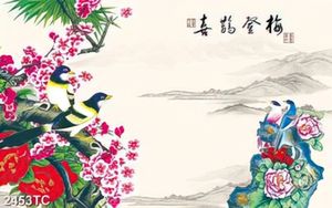 Tranh chim uyên ương và hoa đào