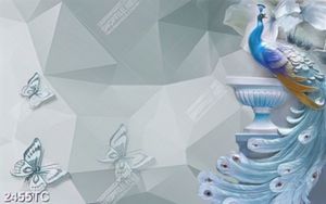 Tranh lụa 3D chim công