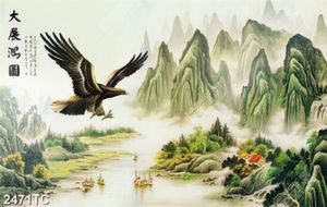 Tranh chim đại bàng và phong cảnh