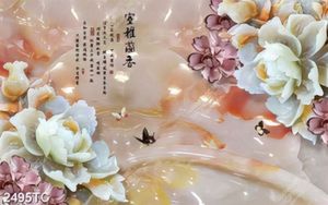 Tranh giả ngọc hoa mẫu đơn thư pháp