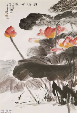 Tranh thư pháp vẽ hoa Sen