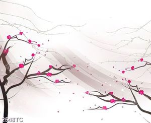 Tranh 3D hoa đào dán tường