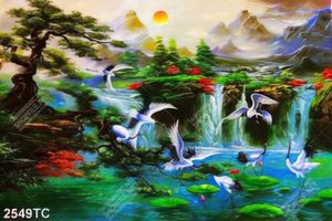 Tranh sơn dầu chim Hạc và thác nước