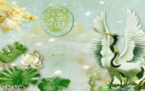 Tranh chim Hạc và hoa Sen
