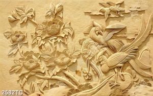 Tranh điêu khắc chim uyên ương dán tường đẹp