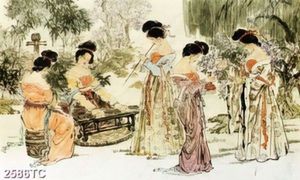 Tranh mỹ nhân chơi nhạc cụ