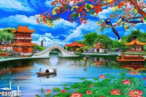 Tranh phong cảnh chùa Trung Hoa