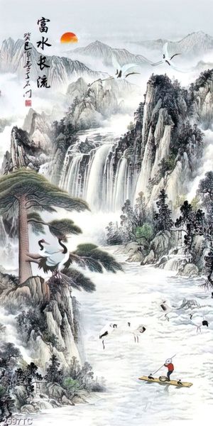 Tranh thác nước phong thủy