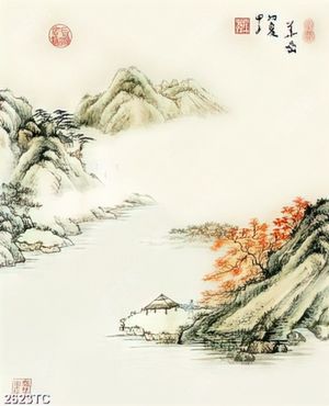 Tranh thủy mặc in kính