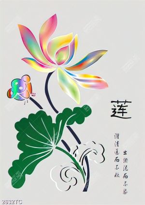 Tranh thư pháp và hoa Sen