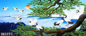 Tranh cây tùng trên núi và hạc