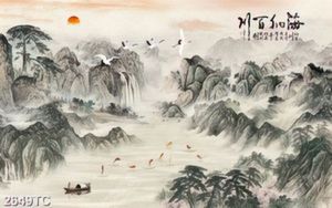 Tranh sơn dầu sông núi hữu tình