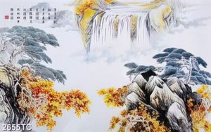 Tranh thư pháp thác và núi