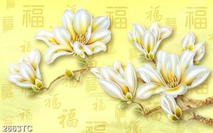 Tranh thư pháp tài lộc hoa mộc lan