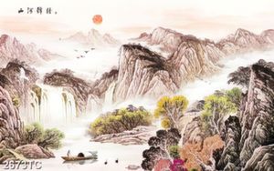 Tranh sơn dầu cảnh núi và sông